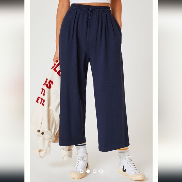Sundry Bungee Wide-Leg Pant, Navy, Size 1 (XS) - Picture 1 of 11